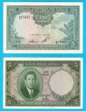 Indochina Franceza (pick 106) 5 Piastres 1953 aUNC; Bancnotă din perioada uniunii franceze (Emisiune vietnameză)