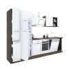 Mobilă de bucătărie Yorki 310, corp din stejar Yorki, față alb satinat, element cuptor inferior, frigider congelator superior