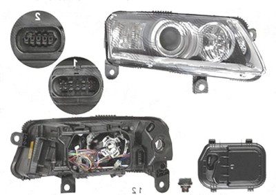 Far Audi A6 (C6), 05.2004-10.2008, fata, Dreapta, xenon; cu daytime running light; D2S+P21W+PY21W+W5W; electric; fara unitate control; fara ballast; foto