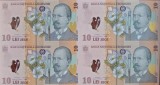 Romania - Coala 10 lei 2024 - Certificat BNR - 4 bancnote netaiate - UNC !!!