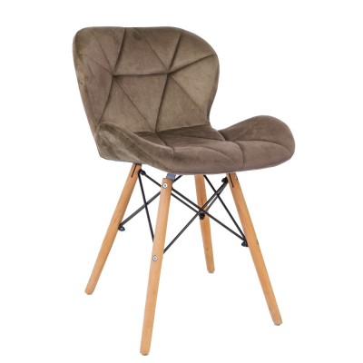 Scaun Eliza - cadru lemn - catifea taupe foto