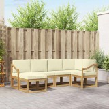 vidaXL Set de canapele de exterior 6 pcs Alb și crem Poliester 3387889