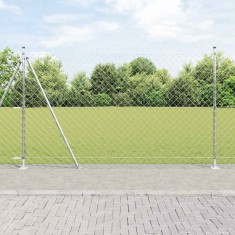 vidaXL &Icirc;mprejmuire din plasă cu st&acirc;lpi Argintiu 1.6 x 10 m Oțel 3351297