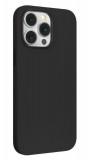 Husa din silicon compatibila cu iPhone 15 Pro, silk touch, interior din microfibra, camera bump, Negru