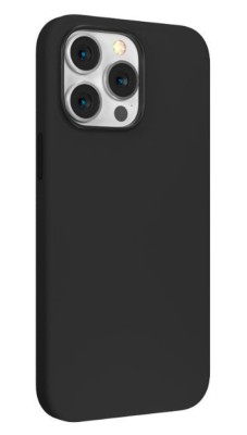 Husa din silicon compatibila cu iPhone 15 Plus, silk touch, interior din microfibra, camera bump, Negru foto