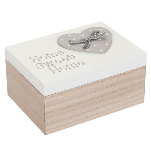 Cutie de depozitare din lemn cu capac &#039;&#039;Home sweet home&#039;&#039;, Neirini, Multicolor, 20 x 15 x 10 cm