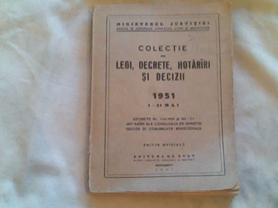 Colectie de legi,decrete,hotarari si decizii 1951 foto