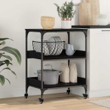 vidaXL Troler de Bucătărie Stejar Negru 60 x 41 x 80.5 cm 883031