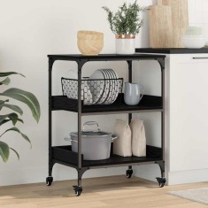 vidaXL Troler de Bucătărie Stejar Negru 60 x 41 x 80.5 cm 883031