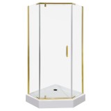 Cumpara ieftin Cabină de duș pătrată Kora 90 Gold cu ușă batantă