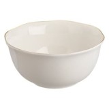 Salatiera din portelan off white cu margine ondulată și detaliu auriu metallic, CMCLASS