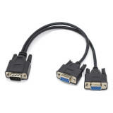 Cablu spliter port Serial 9 pini, Active, RS 232 mama la 2 tata, convertor serial la casa marcat datecs, POS, scaner si alte dispozitive rs232