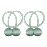 Cumpara ieftin Kit 2 accesorii magnetice pentru prinderea perdelelor si draperiilor, snur textil, 44 cm, verde menta