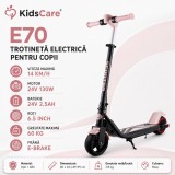 Trotineta electrica copii KidsCare E70, motor 130W, baterie 24V 2.5Ah, viteza 14 km/h, lumini, roz