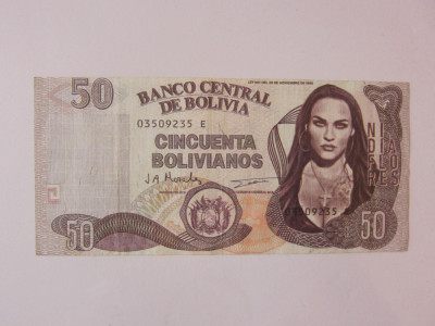 Bolivia 50 Bolivianos 1986 bancnotă fantezistă foto