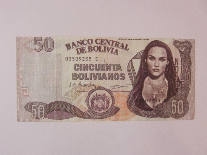 Bolivia 50 Bolivianos 1986 bancnotă fantezistă