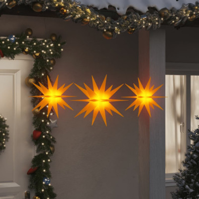 vidaXL Lumini de Crăciun cu LED-uri, 3 buc., galben, pliabil 356198 foto