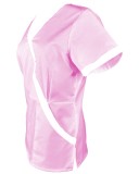 Halat Medical Pe Stil, Roz cu Elastan și cu Garnitură alba, Model Marinela - 2XL