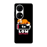 Husa compatibila cu Huawei Nova 8i model Low battery fox, Silicon, TPU, Viceversa, Transparent, Carcasa