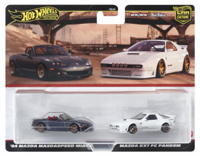 HOT WHEELS PREMIUM SET 2 MASINUTE METALICE MAZDASPEED MIATA SI MAZDA RX7 FC foto