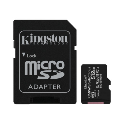 Card de memorie MicroSD Kingston Canvas Select Plus, 512GB, UHS-I, 100MB s, cu adaptor foto