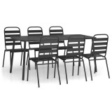 Cumpara ieftin Set de masa pentru gradina, 7 piese, antracit, otel
