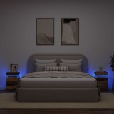 Gossi noptiere, 2 buc cu led lemn invechit 35x39x55 cm lemn prelucrat