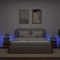 Gossi noptiere, 2 buc cu led lemn invechit 35x39x55 cm lemn prelucrat