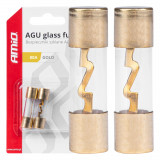Set 2 sigurante din sticla tip AGU, contacte aurite, 80A FAVLine Selection, Amio