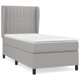 Cumpara ieftin Pat continental cu saltea, gri deschis, 80x200 cm, textil