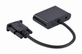ADAPTOR video GEMBIRD, adaptor VGA (T) la HDMI (M) + VGA (M), 15cm, rezolutie maxima Full HD (1980 x 1060) la 60Hz, USB power, negru, &quot;A-VGA-HDMI-02&quot;