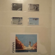 ghana serie timbre spatiu cosmos apollo aselenizare nestampilate MNH