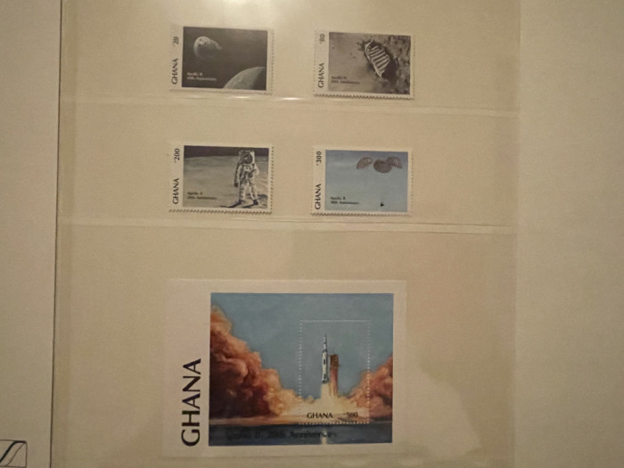 ghana serie timbre spatiu cosmos apollo aselenizare nestampilate MNH