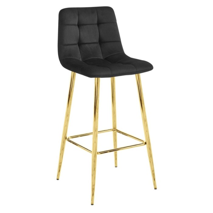 Scaun de bucatarie/bar, Artool, Arceto, catifea, metal, negru si auriu, 43.5x49x102 cm