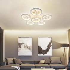 Lustra LED cu Telecomanda Mili 72W Lumina Rece Calda Neutra Dimabila Alb cu Cristal