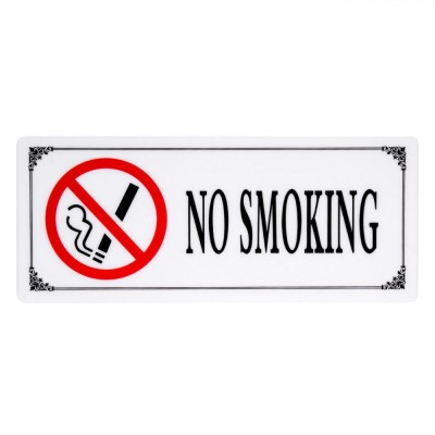 Indicator Autocolant, No Smoking, PVC, 29x12cm, Alb foto