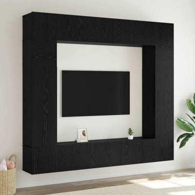 vidaXL Set comodă TV 8 pcs Stejar negru 100 x 30 x 30 cm Lemn compozit foto