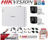 Sistem supraveghere ultraprofesional Hikvision 2 camere 8MP 4K DVR 4 canale accesorii incluse SafetyGuard Surveillance
