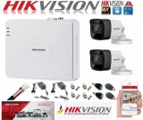 Sistem supraveghere ultraprofesional Hikvision 2 camere 8MP 4K, DVR 4 canale, accesorii incluse SafetyGuard Surveillance