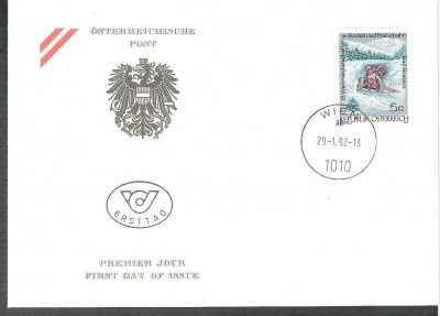 Austria &amp;Ouml;sterreich 1992 Winter sports FDC K.198 foto