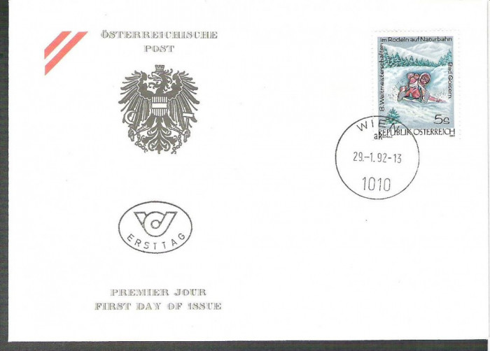 Austria &Ouml;sterreich 1992 Winter sports FDC K.198