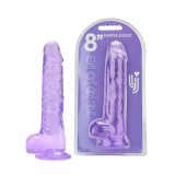 Dildo Loving Joy, cu testicule, Violet, 20 cm