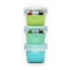 SET 3 RECIPIENTE STICLA 3 160ML CU HUSA ANTIDERAPANTA SILICON MELII BLUE MINT LIME