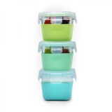 SET 3 RECIPIENTE STICLA 3 160ML CU HUSA ANTIDERAPANTA SILICON MELII BLUE MINT LIME
