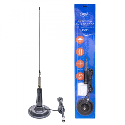 Antena Cb Pni Led 2000, Lungime 90 Cm, Iluminare In Timpul Emisiei, Cu Magnet Inclus foto