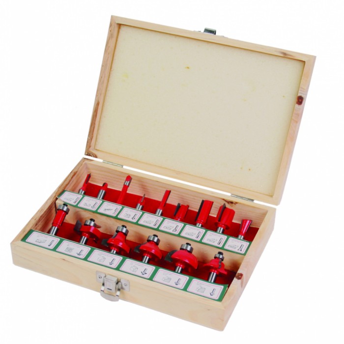 Freze profilate Router bits &oslash;8mm set 15pcs HardWork ToolsRange