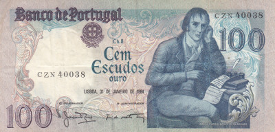 M1 - Bancnota foarte veche - Portugalia - 100 escudos - 1984 foto