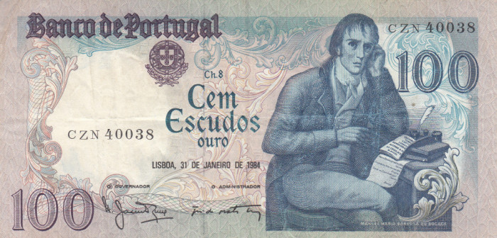 M1 - Bancnota foarte veche - Portugalia - 100 escudos - 1984