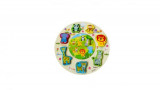 Puzzle rotund 3D incastru din lemn, animale, Oem