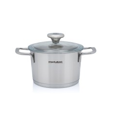 Oala cu capac din sticla Santino Metalac, inox, 16cm, 1.9l